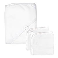 HonestBaby unisex baby 3-Piece Organic Cotton Hooded Towel & Washcloth Set Bandana, Bright White, One Size US
