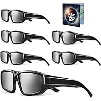 Solar Eclipse Glasses Approved 2024 (6 pack) CE and ISO Certified Safe Shades for Direct Sun Viewing + Bonus Eclipse Guide With Map