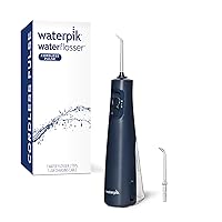 Cordless Pulse Rechargeable Portable Water Flosser for Teeth, Gums, Braces Care and Travel with 2 Flossing Tips, Waterproof, ADA Accepted, WF-20 Blue