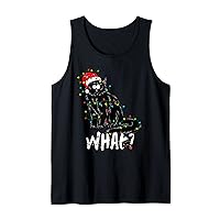 Funny Black Cat Gift Pushing Christmas Tree Over Cat What? Tank Top