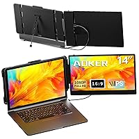Laptop Screen Extender Monitor - 14 Inch Portable IPS FHD 1080P HDMI/USB-A/Type-C Dual Extended Monitor for Laptops (Maximum Length: 15.94