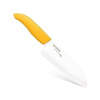 Kyocera Revolution Series Ceramic Santoku, Chef Knife for Your Cooking Needs, 5.5”, Yellow