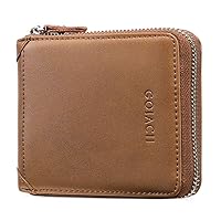 GOIACII Men's Genuine Leather Zipper Wallet RFID Blocking Bifold Multi-card Leather Wallets and coin purse