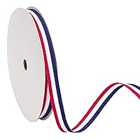 Ribbli Red/White/Blue Striped Grosgrain Ribbon,3/8-Inch x10-Yard,Use for Gift Wrapping,Party Decoration,All Crafting and Sewing