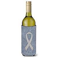 Caroline's Treasures AN1210LITERK Clear Ribbon for Lung Cancer Awareness Wine Bottle Hugger Bottle Cooler Sleeve Hugger Machine Washable Collapsible Insulator Beverage Insulated Holder