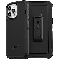 OtterBox iPhone 13 Pro Max & iPhone 12 Pro Max Defender Series Case - BLACK, rugged & durable, with port protection, includes holster clip kickstand