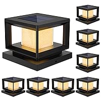 Mlambert 8 Pack Solar Post Lights Outdoor, Waterproof Fence Cap Lights for Deck, 4x4 5x5 6x6 Wooden Vinyl Outdoor Lights with Shinning Effect, Black