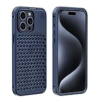 ZIFENGX- Case for iPhone 15/15 Plus/15 Pro/15 Pro Max, Metal Aluminum Alloy Anti-Fall Heat Dissipation Bezel Slim Anti-Scratch Shockproof Aromatherapy Phone Case with Safety Lock (15 Pro Max,Blue)