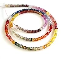 Wholesale Natural Multi Sapphire Gemstone Faceted Beads | Sapphire Roundels Beads Necklace | Precious Gemstone | Size 2-2 MM 15