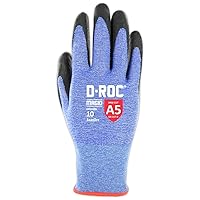 MAGID ANSI A5 D-ROC AeroDex 18-Gauge Work Gloves, 12 Pairs, Foam Nitrile Coated, Size 12/3XL, Blue
