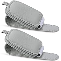 Sunglasses Holders for Car Visor, 2 Pack Magnetic Leather Sunglass Clip for Car Visor, Car Glasses Holder and Ticket Card Clip, Eyeglass Holder for Car Visor Accessories (Gray)