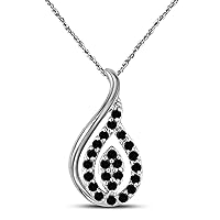 Alloy 0.25 ct Round Cut Black Sapphire Drop Pendant Necklace with 18'' Chain