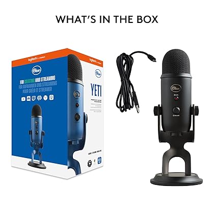 Blue Yeti USB Microphone for PC, Mac, Gaming, Recording, Streaming, Podcasting, Studio and Computer Condenser Mic with Blue VO!CE effects, 4 Pickup Patterns, Plug and Play – Blackout