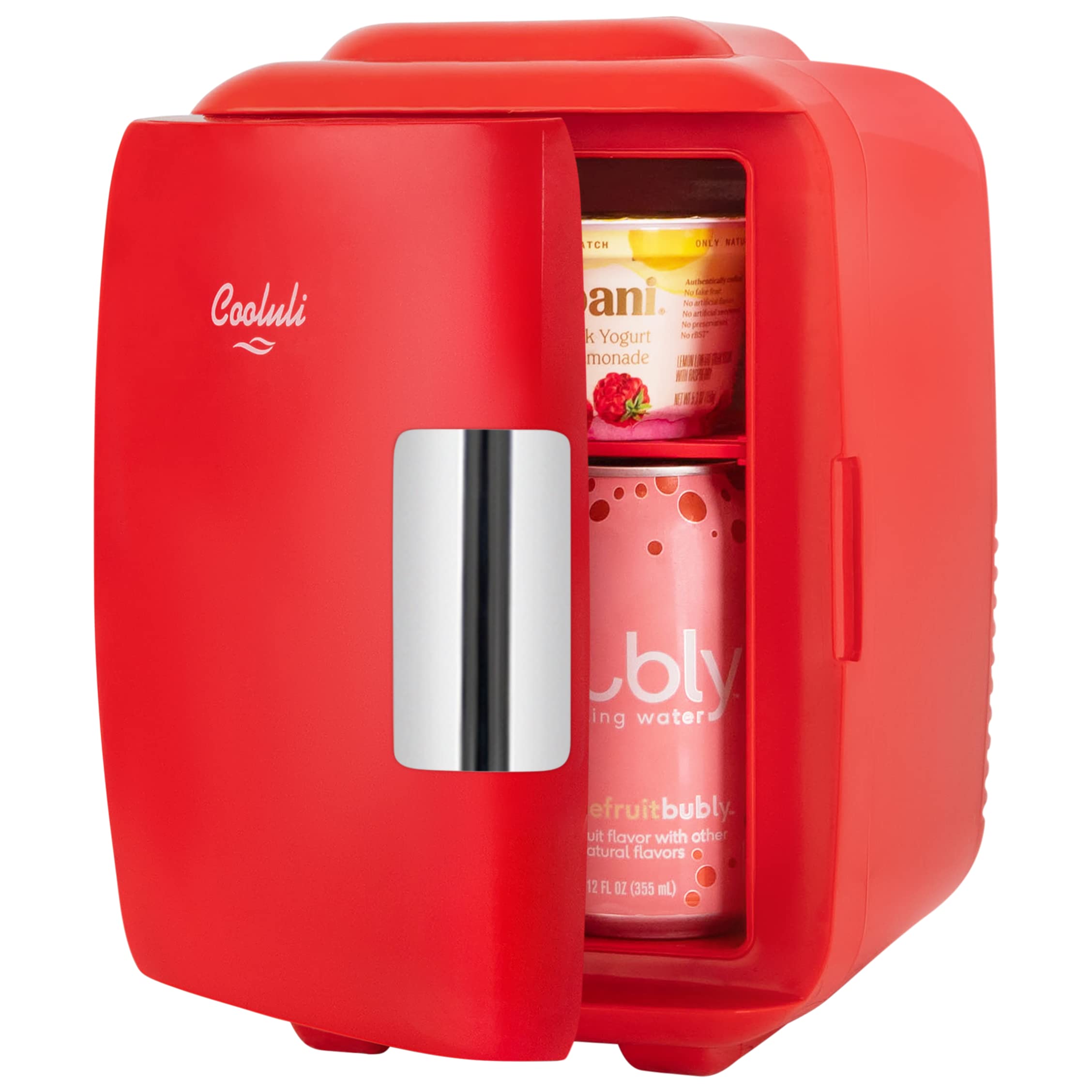 Cooluli Classic Red 4 Liter Compact Cooler Warmer Mini Fridge with AC/DC/USB Power - Great for Bedroom, Office, Car, Dorm - Portable Makeup Skincare Fridge