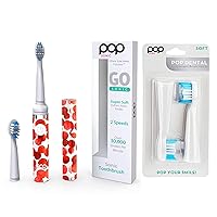 Pop Sonic Electric Toothbrush (Red Bubbles) Bonus 2 Pack Replacement Heads - Travel Toothbrushes w/AAA Battery | Kids Electric Toothbrushes with 2 Speed & 15,000-30,000 Strokes/Minute