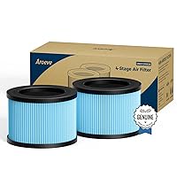 AROEVE MK01 & MK06 Air Filter Replacement 4-in-1 High Filtration Air Filter for Smoke Pollen Dander Hair Smell Suitable- Standard Version(2 Pack)