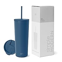 Simple Modern Insulated Tumbler with Lid and Straw | Iced Coffee Cup Reusable Stainless Steel Water Bottle Travel Mug | Gifts for Women Men Her Him | Classic Collection | 24oz | Slumberland