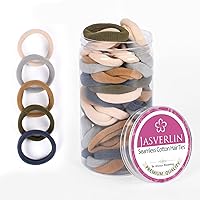 100 Pcs Soft Large Cotton Hair Ties, Stretch Nylon Hair Bands Ponytail Holders for Thick Heavy Curly Hair, Gentle Hold No Slip No Damage Seamless Scrunchies Headbands 1.5inch (Oceanic Siren)