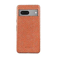 BURGA Phone Case Compatible with Google Pixel 7 - Hybrid 2-Layer Hard Shell + Silicone Protective Case -White Polka Dots Pattern Vintage Orange - Scratch-Resistant Shockproof Cover