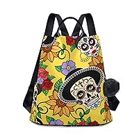 ALAZA Day of the Dead Sugar Skull Backpack with Keychain for Woman