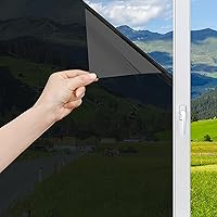 Window Privacy Film See Out Not in, One Way Window Tinting Film for Home Sun UV Blocking Heat Insulation Mirror Window Film Self-Adhesive, Magic Black, 41.3 inch x 6.5 feet