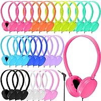 30 Pack Kids Headphones Bulk for Classroom School Library,Durable Wholesale Wired Headphones for Kids Student Boys Girls Adults,HD Sound 3.5mm Jack (10 Color)