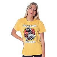 Jurassic Park Women's Shirt Clever Girl Velociraptor Distressed Print Dinosaur T-Shirt Tee