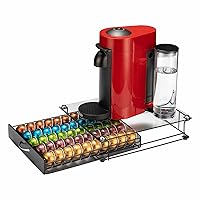 Rice rat Coffee Vertuo Capsule Holder Drawer for Nespresso With Glass For Cabinet Vertuoline Pod Storage Rack For Counter (Class-50 Pods（With handle）)