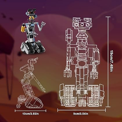 Johnny 5 Robot Building Block Set, Short Open Circuit Johnny Five Robot Model Toys, Compatible for Lego, STEM Educational Gift Set for Age 6 7 8 9 10 11 12+ Boys & Girls(370 Pcs)
