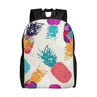 Tropical Fruit Watercolor Pineapple Backpack Waterproof Lightweight Laptop Backpack Large Capacity Travel Daypack For Women Men