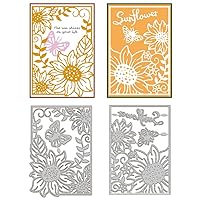 GLOBLELAND Sunflower Frame Cutting Die Sunflower Frame Background Cutting Die Sunflowers Metal Cutting Dies with Words Text for DIY Scrapbooking Photo Album Decorative Embossing Paper Card