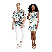 Matchable Couple Hawaiian Luau Men Shirt or Women Tank Dress in Lost in Paradise