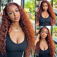 Bye Bye Knots #33B Pre Cut Lace Wigs Water Wave Put on and Go Glueless Reddish Brown 6x4.75 Lace Closure Wigs Human Hair Pre Plucked Wig Beginner Friendly 150% Density 20 Inch