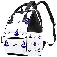 Nautical Boat White Diaper Bag Backpack Baby Nappy Changing Bags Multi Function Large Capacity Travel Bag