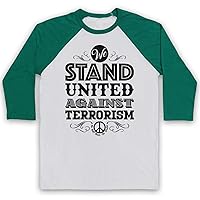 Men's We Stand United Against Terror We Will Never Be Broken 3/4 Sleeve Retro Baseball Tee