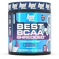 BPI Sports Best BCAA Shredded - Thermogenic Recovery Drink - Caffeine Free - BCAA Powder - Lean Muscle Building, Preworkout, Aminos & Hydration - Snow Cone - 25 Serving