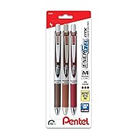 EnerGel RTX Retractable Liquid Gel Pen, Change Hue, 0.7mm, Sepia, Brown and Burgundy Ink, Pack of 3 Pens (BL77CHABP3M)