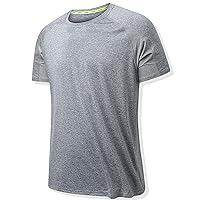 Men's Fashion Loose Fit Crewneck Solid T-Shirt Athletic Lightweight Short Sleeve Gym Workout Tops Quick-Drying Slim Shirts