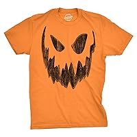 Mens Pumpkin Face T Shirts Funny Halloween Jack O Lantern Spooky Smile Tees for Guys