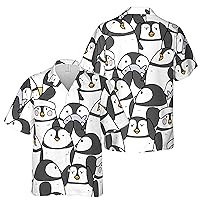 Funny Cute Black and White Penguine Hawaiian Shirt S-5XL, Vacation Shirt
