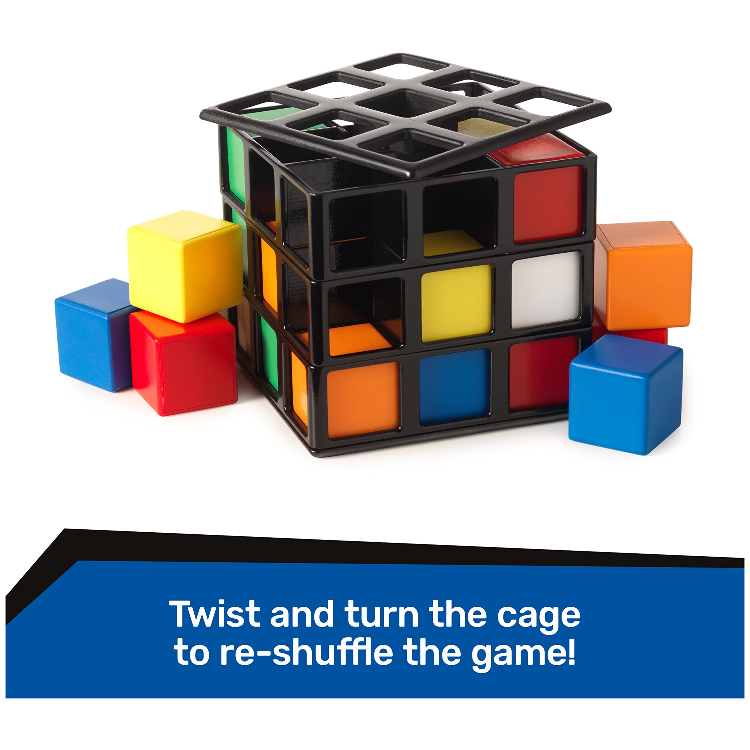 Rubik’s Cage, 3D Fast-Paced Strategy Sequence Game Color Stacking Challenging Toy Puzzle-Solving Activity Brain, for Adults & Kids Ages 7 and up