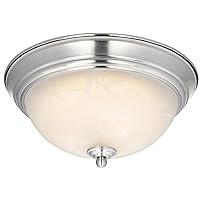 6400500 11-Inch Dimmable LED Indoor Flush Mount Ceiling Fixture, Brushed Nickel Finish with White Alabaster Glass