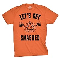 Mens Lets Get Smashed Funny T Shirts Pumpkin Halloween Costume T Shirt