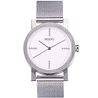 MEDOTA Stainless Steel Waterproof Watch Luxury Series Swiss Watch Quartz Womens Watch - No. 21701 (White)