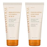 Brightening Vitamin C Face Scrub and Exfoliating Glycolic Face Mask Duo, Brightens, Smoothes Uneven Skin Texture, Gently Exfoliates, with Botanical Extracts