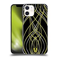 Head Case Designs Yellow Pinstripe Template Hard Back Case Compatible with Apple iPhone 12 Mini