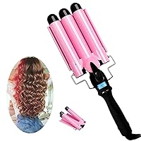 3 Barrel Curling Iron Wand Hair Crimper Iron with LCD Temperature Display - 1 Inch Ceramic Tourmaline Triple Barrel Hair Waver Curling Iron, Dual Voltage Crimping Iron Hair Curling Wand