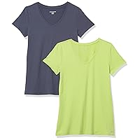 Amazon Essentials Women's Tech Stretch Short-Sleeve V-Neck T-Shirt (Available in Plus Size), Multipacks