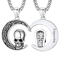 FaithHeart Gothic Raven Skull Pendant Necklace for Men Women, Sturdy Stainless Steel Viking Compass Necklaces Personalized Custom with Delicate Gift Packaging