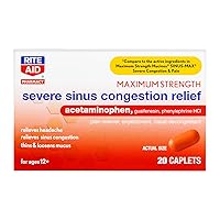 Rite Aid Severe Sinus Medicine and Nasal Decongestant, Maximum Strength - 20 Caplets | Sinus Relief | Pain Relief | Multi-Symptom Cold and Flu Medicine | Severe Cold & Sinus Medicine for Adults